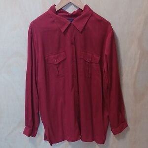 Karen Scott II Rayon Button Down Blouse